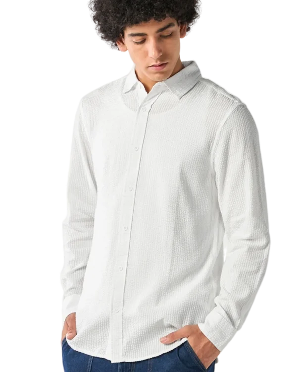 Men's White Textured Shirt