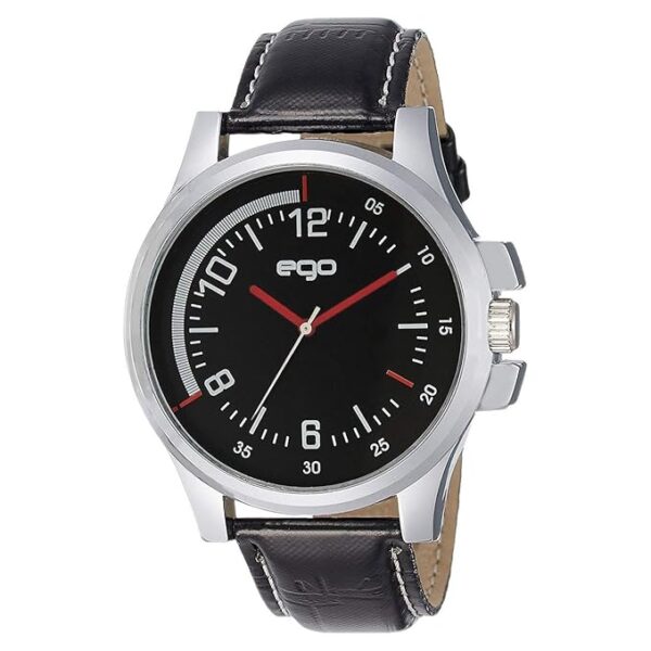 Analog Black Dial Men's Faux Leather Watch